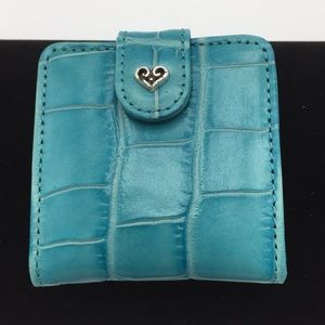 Brighton Turquoise  Italian Leather Compact Mirror